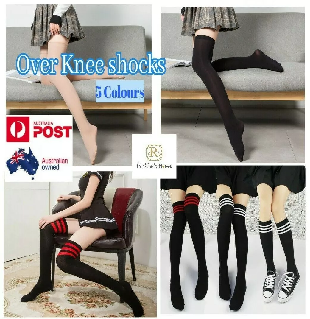 Women Lady Warm Thigh High Stripe Over Knee soccer Long Stocking tights  Socks