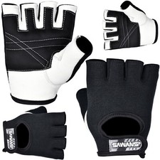 SAWANS® Gym Weight Lifting Gloves Leather Training Straps Body Building Workouts