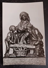 vtg postcard RPPC art adriaen van wesel holy family sculpture real photo Dutch