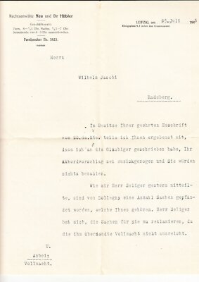  1905 Leipzig Königsplatz No. 9 Rechtsanwälte NEU & Dr. Hübler / Jacobi RADEBERG