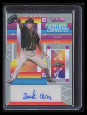 Zack Qin 2022 Leaf Vivid Baseball Painting Corners Silver Auto 16/40 - Padres