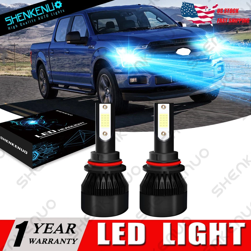 2x 8000K 9007 Faro LED Alto/Bajo COB Para Ford F-150 1992-2003 F-250 1992-1999 Foto 2 de 4