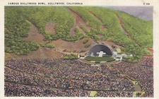 Postcard Linen Famous Hollywood Bowl California Easter A146 Birds Eye View Aeria