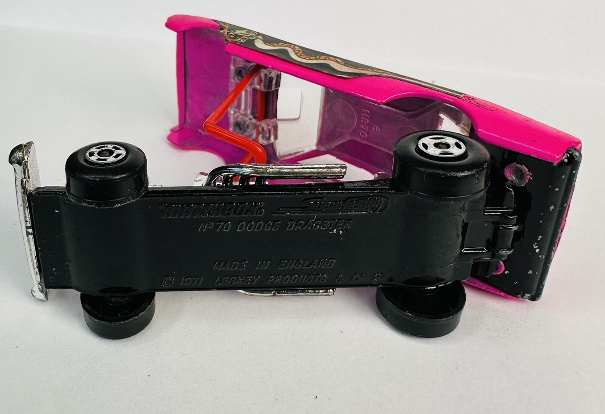 Retro Drag Car Matchbox Superfast Dodge Dragster No.70 1971 Neon