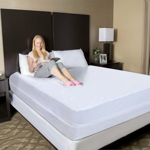 Zippered Mattress Encasement Waterproof Bed Bug Protector Encasement Cover Pad - Picture 2 of 7