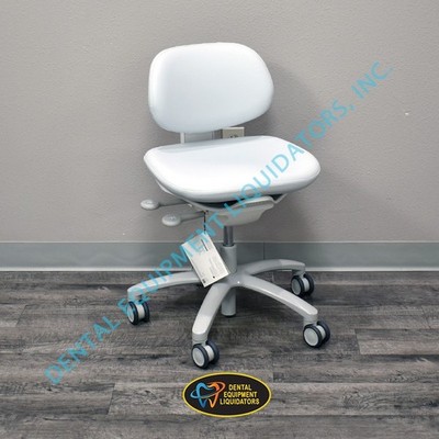 NEW UNUSED Adec 521 Dental Doctor's Stool in A-dec Silver Pearl Ultraleather