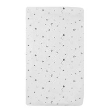 TL Care 100 Natural Breathable Cotton Jersey 1 Pack, Gray Stars and Moons