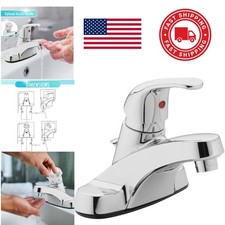 Stylish Bathroom Faucet Polished Chrome Single Handle with Quick Install Drain