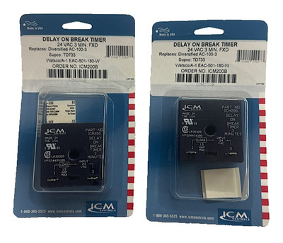PACK OF 2 - ICM200 NEW OEM Delay on Break Timer 3 Minute Fixed Time Delay Relay