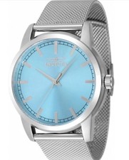 Invicta Men's 48508 Celestial Quartz 3 Hand Light Blue Dial Watch S/S Mesh 43 MM