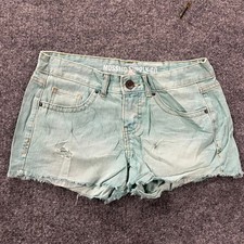 Mossimo Shorts Womens Size 7 Light Wash Blue Distressed Raw Hem Cotton Denim