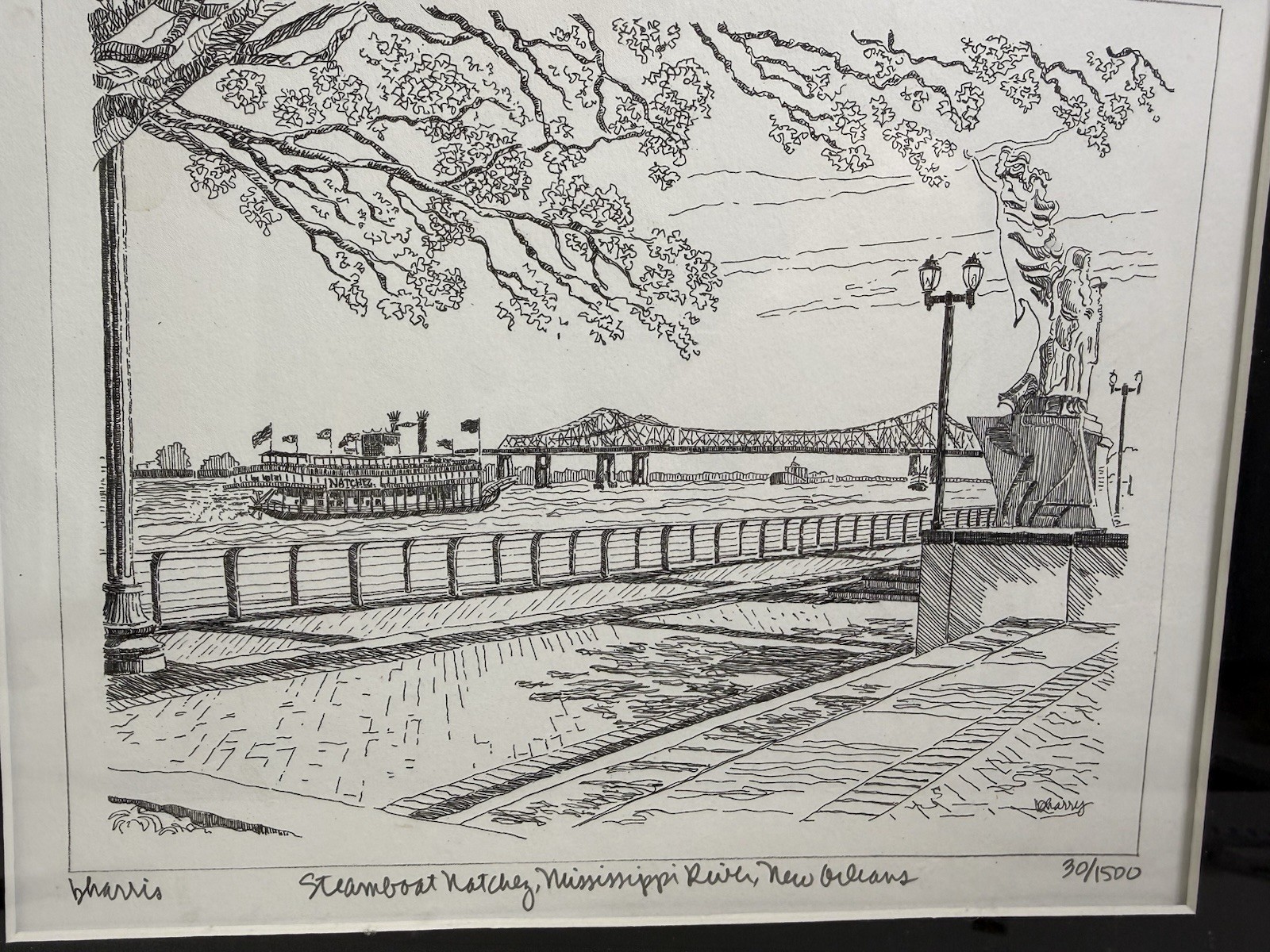 Framed Signed Limited Edition Print Steamboat Natchez Mississippi River