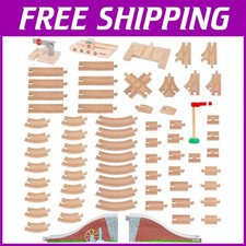 68-Piece Wooden Train Tracks Expansion Pack