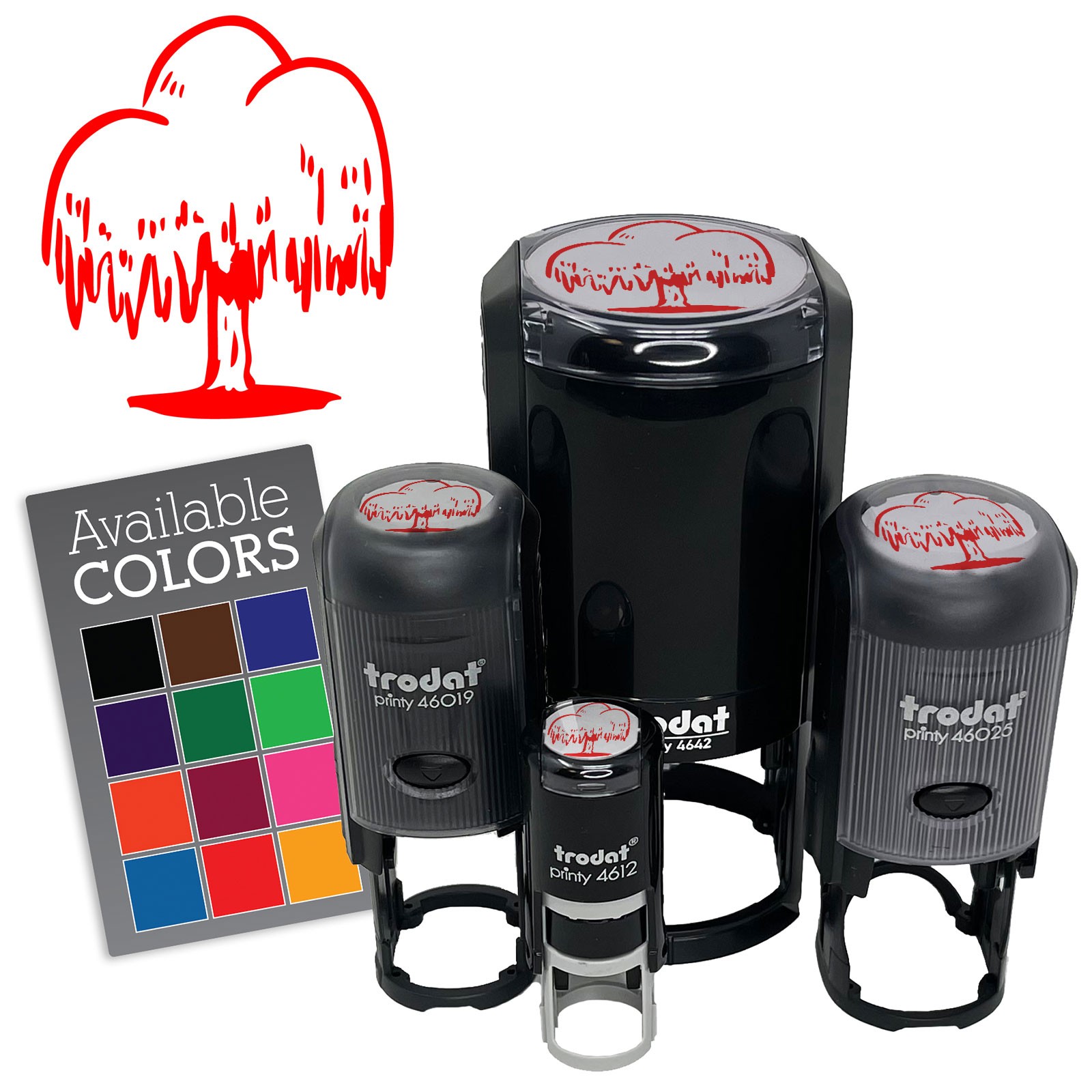 Hand Drawn Weeping Willow Tree Self Inking Rubber Stamp for Crafts and Planners  