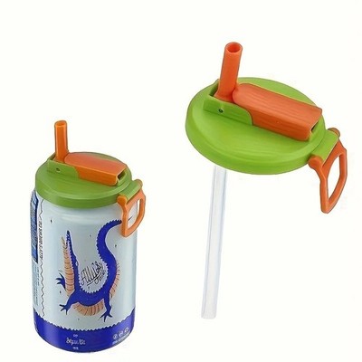 4-Pack Reusable Soda Can Lids with Silicone Straws Beverage,Sealed and leak-proo