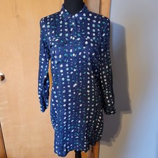 Gap Size S Ladybug Shirt Dress Blue Half Button Up Novelty Print Beachy Insect