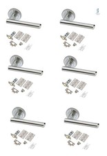 6 Set's Door Handles Internal Latch Hinges T-Bar Lever on Rose Polished Chrome