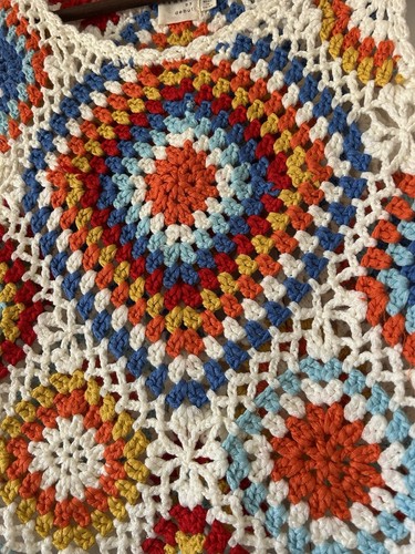 Dreamers By Debut Multi Colored Granny Crochet Crop Top Size M/L Festival Outfit - Picture 3 of 4