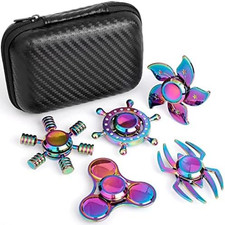 5 Pack Metal Fidget Spinners Pack Stress Relief Toys for Kids Adults, Rainbow