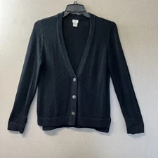 Chico's Black Knit Button Cardigan Sweater Linen Cotton Women's Sz 1 D1025347