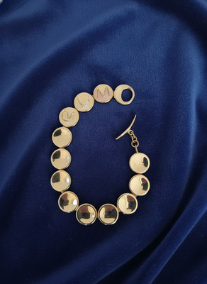 RLM Studio Sterling Pebble Engraved ''RLM'' Link Bracelet