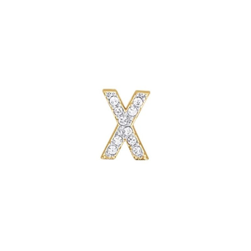 Luca Barra Gold Stainless Steel Letter Charm With White Crystals For ...