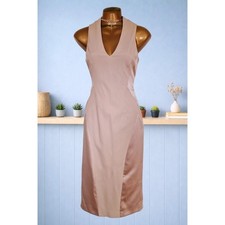 Coast Tailored Sleeveless Bodycon Midi Satin Panels & Rose Gold Zip UK 8