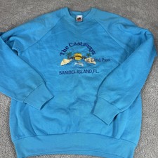 Vintage Fruit Of The Loom Sweatshirt Mens L Fleece Crewneck Castaways Sanibel