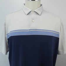 Peter Millar Crown Crafted Polo Shirt XL White Blue Performance Golf Casual