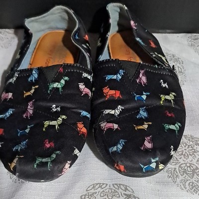 Bobs By Skechers Women's Flats Black Multicolor Dog Print Slip-On