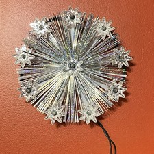 Vintage 10 Light Round Stars Tree Topper White Lights Iridescent Reflective 7&rdquo;
