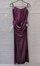 New Betsy Adam Long Strapless Scuba Crepe And Satin Gown Plum Size 8