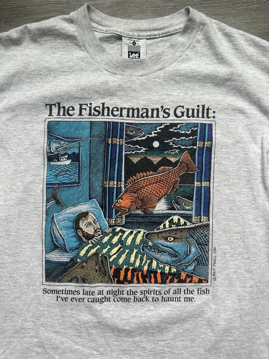 90s Ray Troll The Fisherman's Guilt Tシャツ Vintage 1988 Ray Troll “The Fisherman's Guilt” T-Shirt Lee Tag