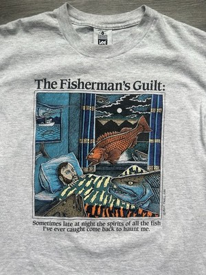 90s Ray Troll The Fisherman's Guilt Tシャツ Vintage 1988 Ray Troll “The Fisherman's Guilt” T-Shirt Lee Tag