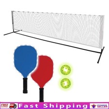 Portable LED Pickleball Set Night Play W/ Net Paddles Balls All Weather Fun New