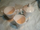 Vintage Jeanette Shell Pink Baltimore Pear Footed Creamer & (2) Sugars!