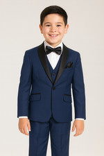 Boys Navy Shawl Tuxedo Suit
