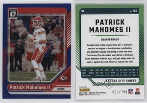 2024 Panini Donruss Optic Blue Prizm /199 Patrick Mahomes II #94