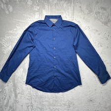 Calvin Klein Dress Shirt Mens Medium 15-15.5 Navy Blue Extreme Slim Fit Business