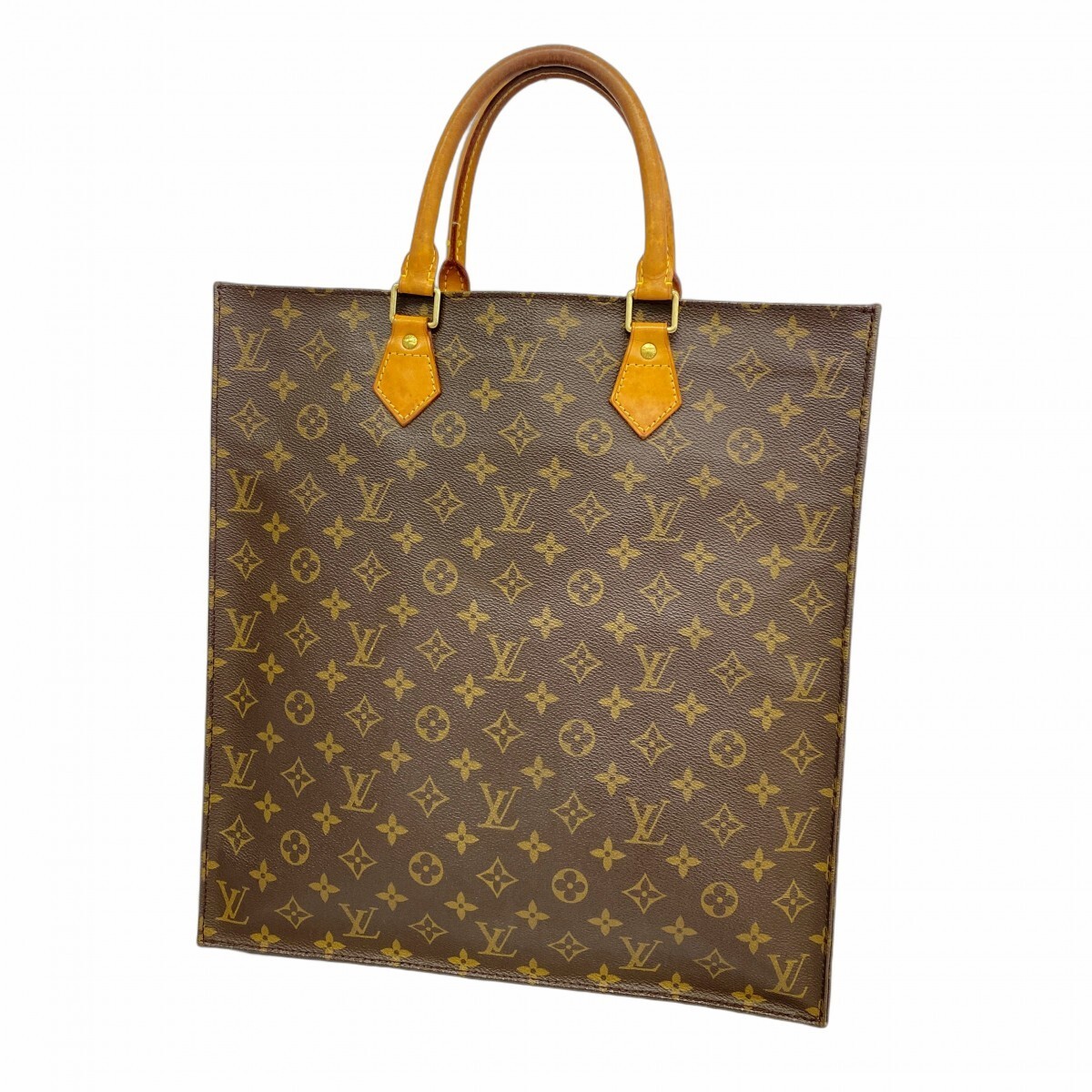 Louis Vuitton Monogram Sac Plat Tote M51140 Brown Preowned Women's Bag