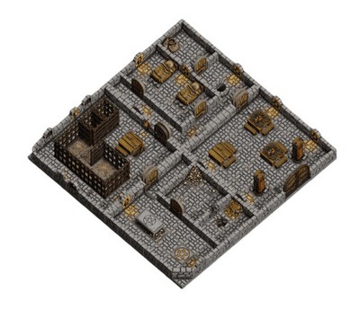 Dungeon Blocks Medium Dungeon Pack (4 Room  Cultists, Prison, Barracks, Grand