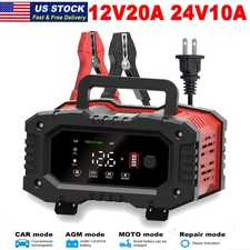 24V 12V 20A Smart Car Battery Charger Heavy Duty Lifepo4 Automatic Pulse Repair