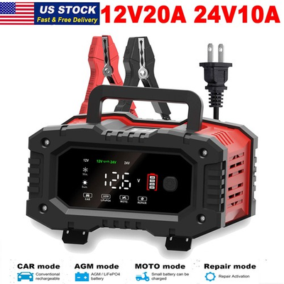 #ad #ad 24V 12V 20A Smart Car Battery Charger Heavy Duty Lifepo4 Automatic Pulse Repair $37.83
