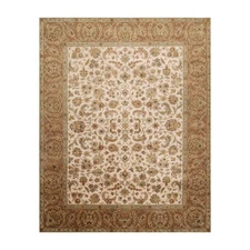 Agra 200 KPSI 8'1'' x 9'11'' Hand Knotted 100% Wool Oriental Area Rug Beige