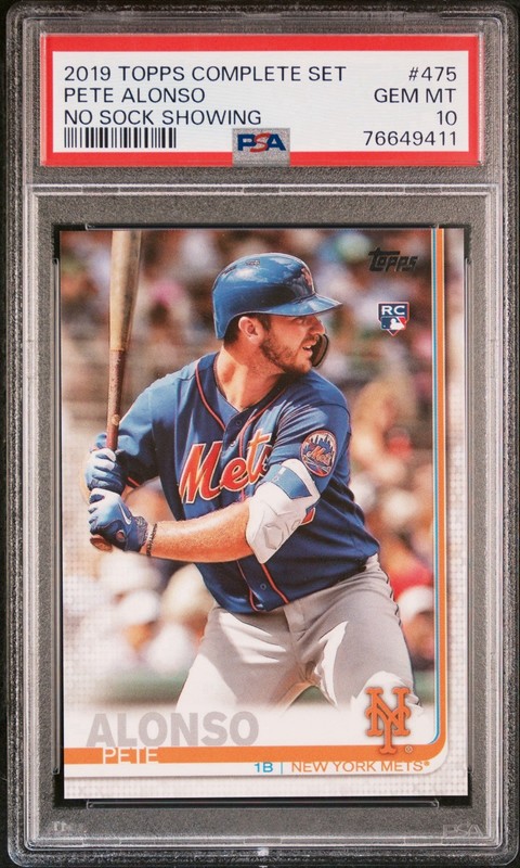 2019 Topps Complete Set PETE ALONSO #475 RC Rookie No Sock Showing PSA 10 Mets