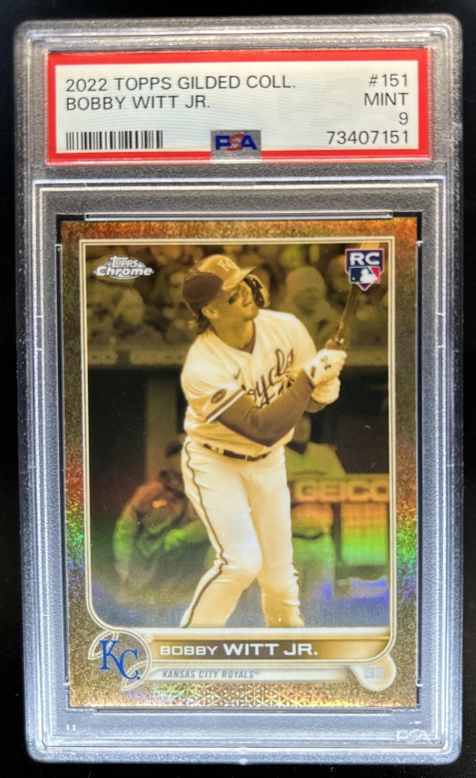 2022 Topps Gilded Bobby Witt Jr. RC Rookie #/199 Royals PSA 9 view 1