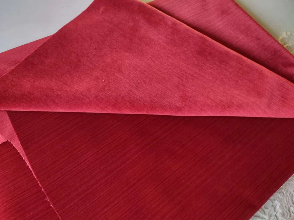 Tela de terciopelo de algodón rojo de lujo material de 1 yarda terciopelo 40x68" Foto 3 de 4