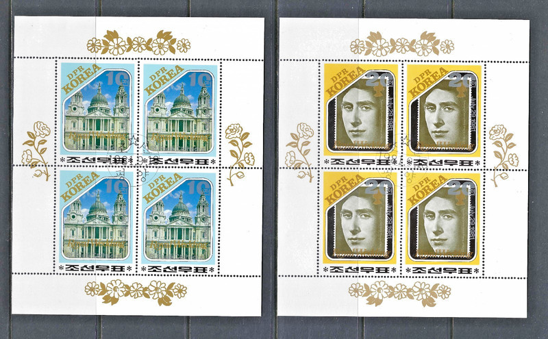 KOREA 1981 #2104-2107 CTO sheets of 4 Royal Wedding/FD of issue Cancellation