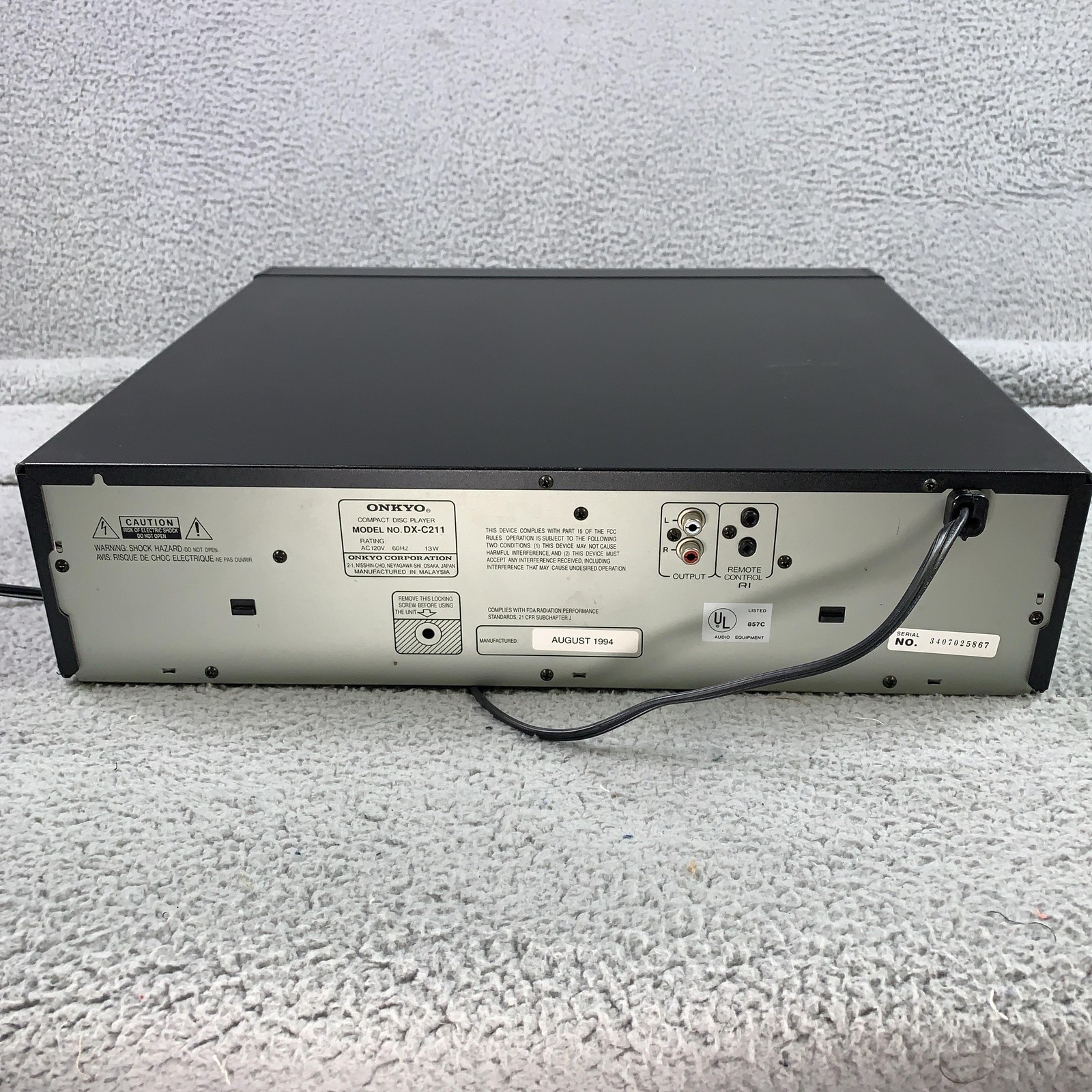 Vintage Onkyo DX-C211 6 Disc CD Changer Japan Audio Component Un-Tested As-Is