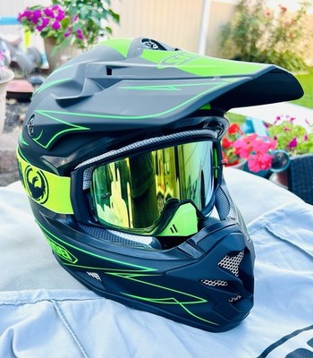 SHOEI VFX-W HECTIC TC-4 L 59 〜60cm SHOEI VFX-W MOTOCROSS HECTIC HELMET TC4/Dragon NFX2 Green Goggles